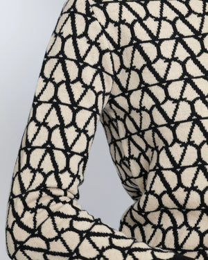 Valentino Black and Beige Wool Vlogo Jumper Size XS (UK 6)