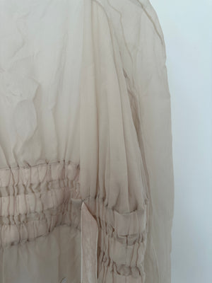 Tom Ford Beige Long Sleeve Silk Cardigan with Ruched Waist Detail Size IT 36 (UK 4)