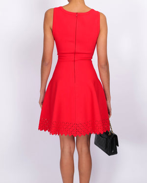 Alaia Red Sleeveless Mini Dress with Hem Cut-Out Details Size FR 38 (UK 10)