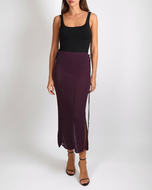 Magda Butrym Purple Crochet Maxi Skirt with Slit Size FR 34 (UK 6)