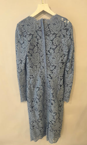 Dolce & Gabbana Light Blue Lace Long-Sleeved Midi Dress Size IT 40 (UK 8)