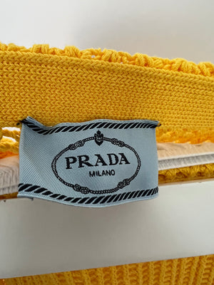 Prada Yellow Crochet Knitted Top and Skirt Set Size IT 38 (UK 6)