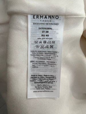 Ermanno Scervino White Wool and Lace Cardigan and Skirt Set with Sequin Embellishments Size IT 38 (UK 6)