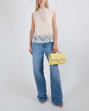 Ermanno Scervino White Silk Shirt Top with Lace Details Size IT 40 (UK 8)