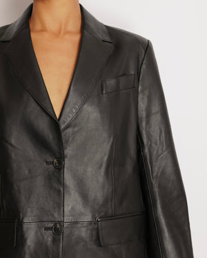 Max Mara Weekend Black Lambskin Leather Blaze Jacket Size IT 40 (UK 8)