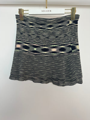 Missoni Black and Green Knitted Mini Skirt with Peplum IT 40 (UK 8)