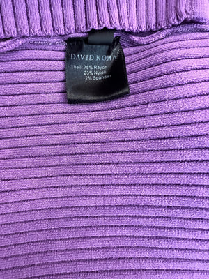 David Koma Purple Ribbed One-Shoulder Maxi Dress with Side Cut-Out Detail Size M (UK 10) RRP £600