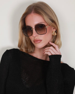 Prada Black Square Frame Sunglasses with Gradient Black Lenses