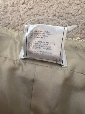 Chanel Yellow & Grey Tweed Midi Skirt with Pockets and Belt Size FR 38 (UK 10)