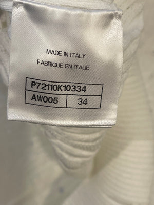 Chanel 22C White Perforated High Neck Jumper with CC Logo Detail Size FR 34 (UK 6) RRP £1,900