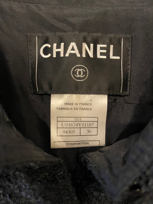 Chanel 05/A Black Tweed Jacket with CC Logo Buttons Detail Size FR 36 (UK 8)