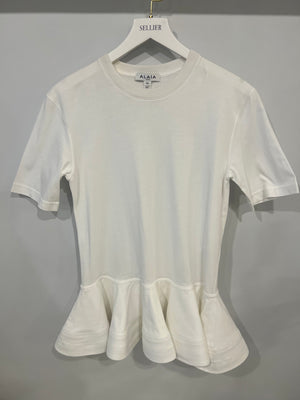 Alaia White T-Shirt with Peplum Detail Size FR 36 (UK 8) RRP £700