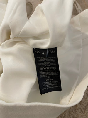 David Koma White Mini Dress with Silver Embellishments Size UK 8 RRP £1,800