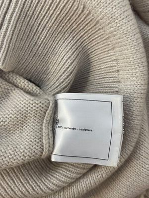 Chanel Beige Cashmere Cardigan with Gold and White Keyhole CC Buttons Size FR 36 (UK 8)