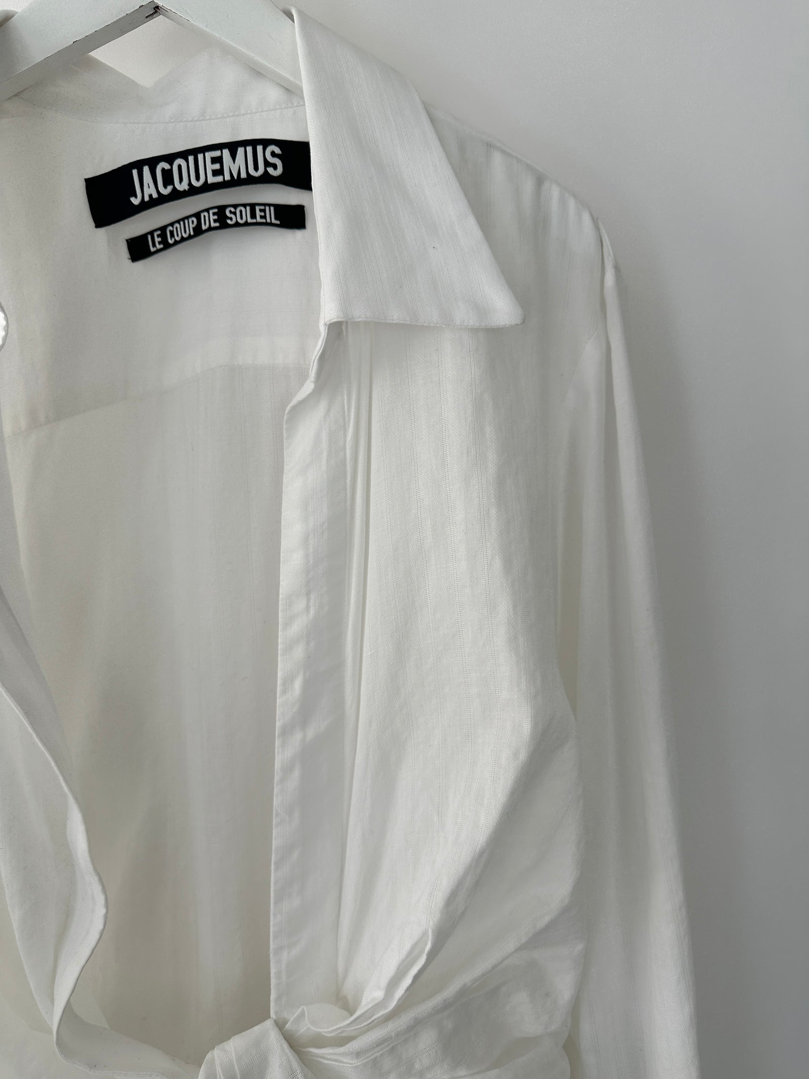 Jacquemus White Le Coup De Soleil Mini Dress with Knot Tie