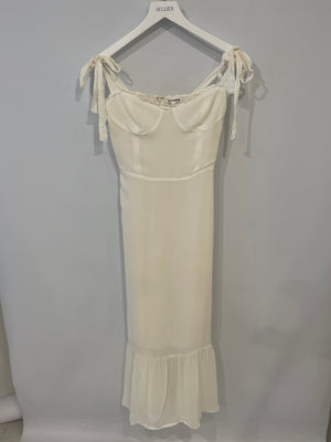 Reformation White Midi Dress with Tie Straps Size US 2 (UK 6)