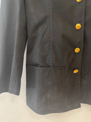 Chanel Black Vintage Lightweight Jacket With Gold CC Logo Buttons Size FR 36/38 (UK 8/10)