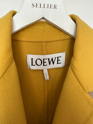 Loewe Beige and Yellow Wool Long Sleeve Coat with Silver Anagram Logo Button Size FR 34 (UK 6)