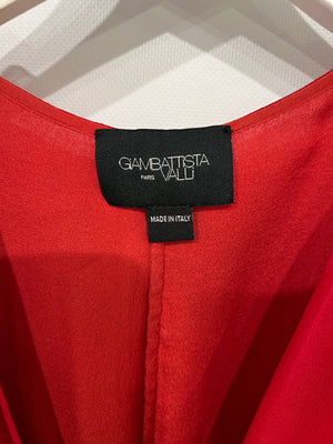 Giambattista Valli Red Silk Long-Sleeved Mini Dress with Ruffle Details Size IT 42 (UK 10)