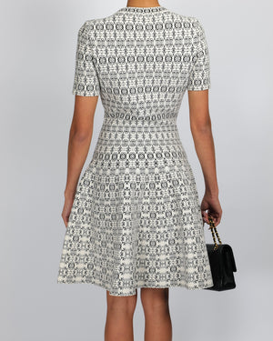 Alaia White and Black Printed Short-Sleeved Mini Dress Size FR 40 (UK 12)