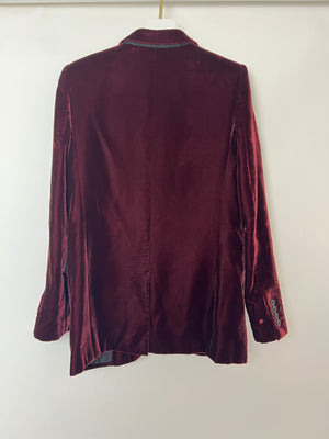 Saint Laurent Burgundy Velvet Blazer and Tailored Trouser Set Size FR 34 (UK 6)