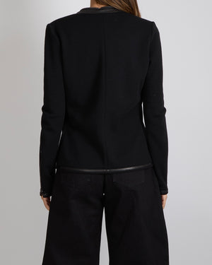 Tom Ford Black Wool Jacket with Lambskin Trims and Silver Zipper Detail Size IT 38 (UK 6)