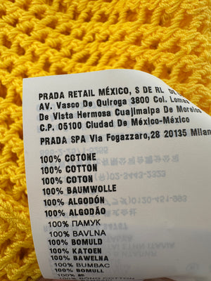 Prada Yellow Crochet Knitted Mini Dress with White Slip Size IT 38 (UK 6)