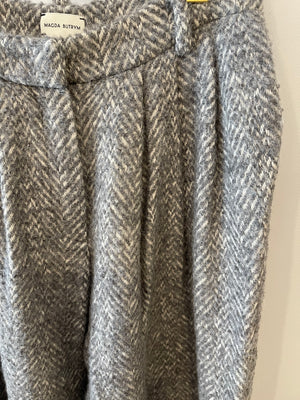 Magda Butrym Grey High-Rise Wool Trousers Size FR 34 (UK 6) RRP £1,030