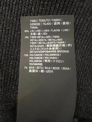 Saint Laurent Black Shimmery Panelled V Neck Jumper Size S (UK 8)