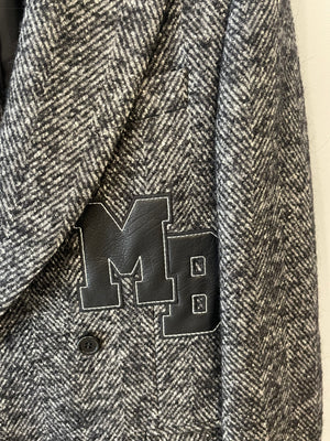 Maison Bohemique Grey Wool Blazer Jacket with Logo Detail Size FR 36 (UK 8)