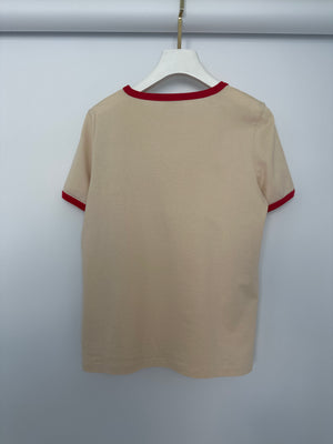 Céline Beige Logo Triomphe Short Sleeve T-Shirt Size FR 36 (UK 8)