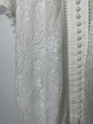 Zimmermann Laurel Lace Shirt Buttoned Dress in Ivory White Size 1 (UK 10)