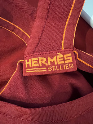 *CURRENT COLLECTION* Hermès Rouge Sellier and Orange Top and Leggings Yoga Set Size S (UK 8) RRP £1,120