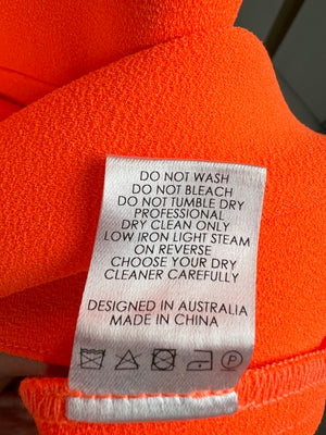 Alex Perry Orange Strapless Mini Dress Size UK 10