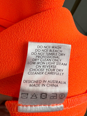 Alex Perry Orange Strapless Mini Dress Size UK 10