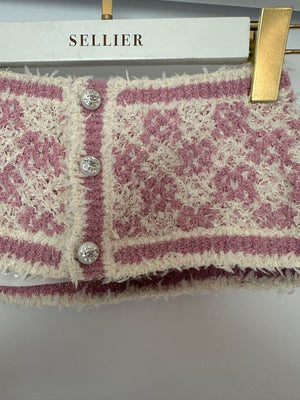 Chanel Pink & White Patterned Mini Bandeau Top Size FR 34 (UK 6)