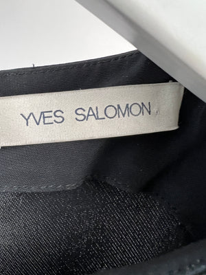 Yves Salomon Black Sleeveless Dress with Tie and Leather Front Pannel Size FR 36 (UK 8)
