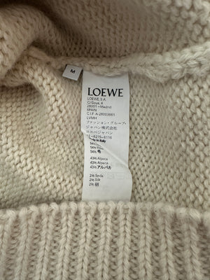 Loewe Cream, Brown and Blue Long Sleeve Knitted Jumper with Logo Detail Size M (UK 10)