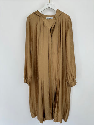 Chanel 01/P Gold Camellia CC Logo Robe with Hood Detail Size FR 40 (UK 12)