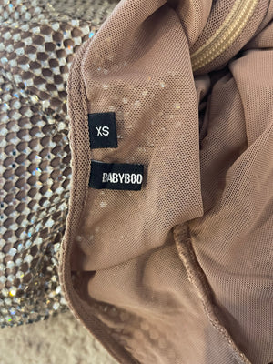 Babyboo Fashion Gold Petra Maxi Dress with Crystals Size XS (UK 6) RRP £198