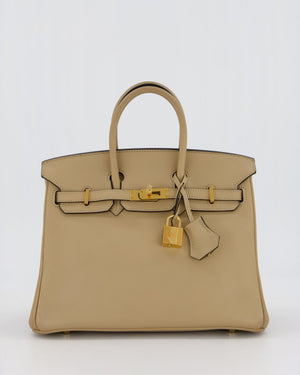 Hermès Birkin 25 Retourne Bag in Trench Swift Leather with Gold Hardware