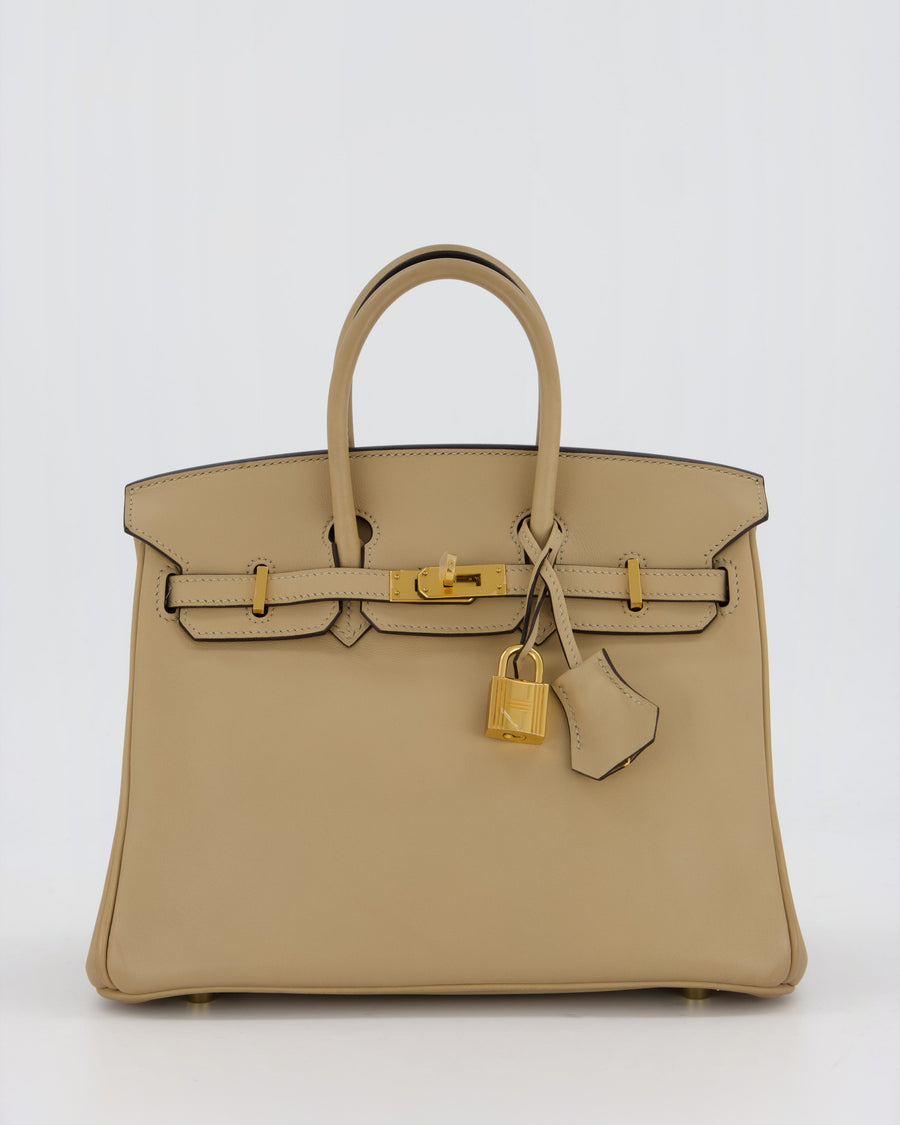 Hermès Birkin 25 Retourne Bag in Trench Swift Leather with Gold Hardware