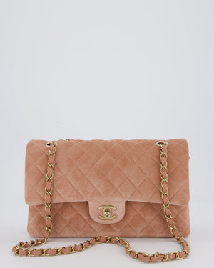 *SUPER RARE* Chanel Caramel Medium Classic Double Flap Bag in Suede Leather with Champagne Gold Hardware