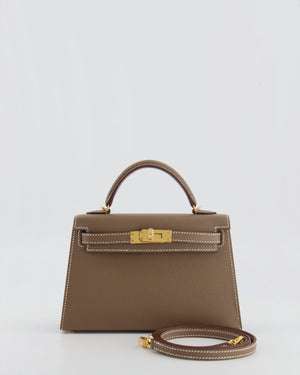 Hermès Mini Kelly II Bag in Etoupe Epsom Leather with Gold Hardware