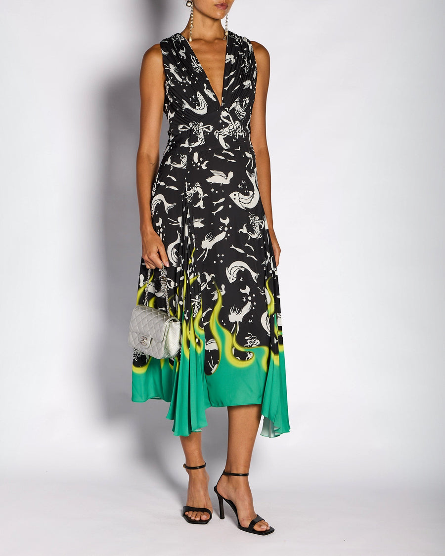 Prada Black Zodiac Sleeveless Flame Dress Size IT 42 (UK 10)