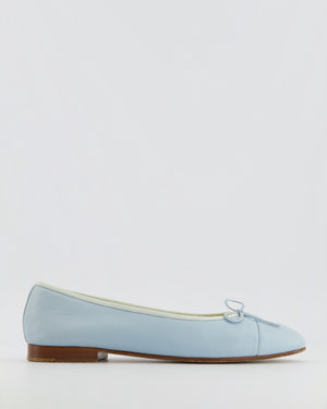 Chanel Baby Blue Leather Ballet Flats with CC Logo Detail Size EU 38.5