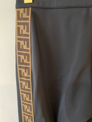 Fendi Black Ski Trousers with Brown FF Logo Detail Size IT 38 (UK 6) RRP £1,000
