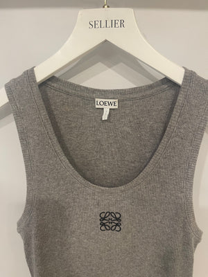 Loewe Grey Ribbed Tank Top with Embroidered Logo Detail Size XS (UK 6) RRP £495