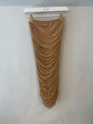 Norma Kamali Beige Top and Skirt Set with Crystal Embellishments Size S (UK 8)