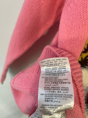 Gucci Pink L'Aveugle Par Amour Tiger Wool Knit Long Sleeve Jumper Size M (UK 10)